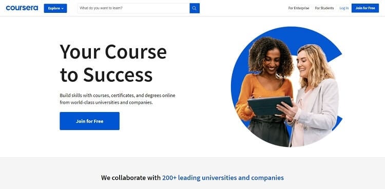 Coursera front page