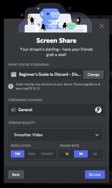 Discord stream quality settings