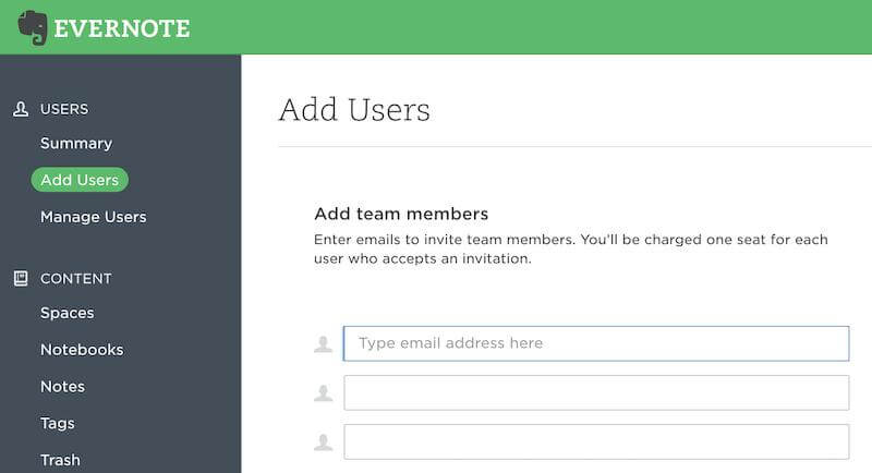 Evernote Add Users