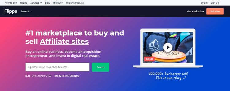 flippa homepage