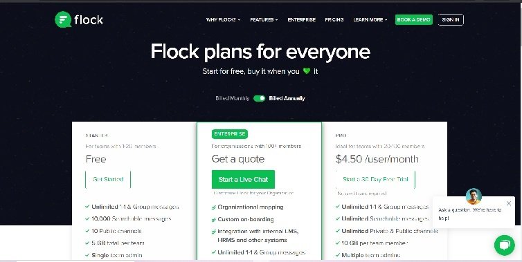 Flock Pricing Page