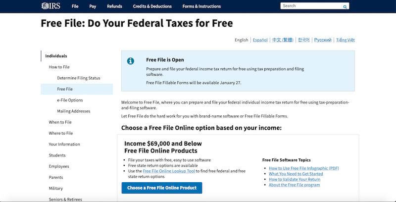 Free File: File Federal Taxes For Free