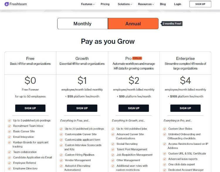 freshteam pricing