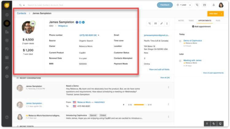 Freshworks CRM ux