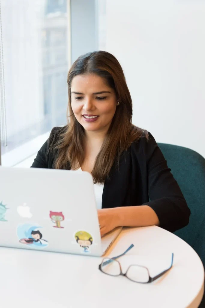 Girl working from laptop in her office