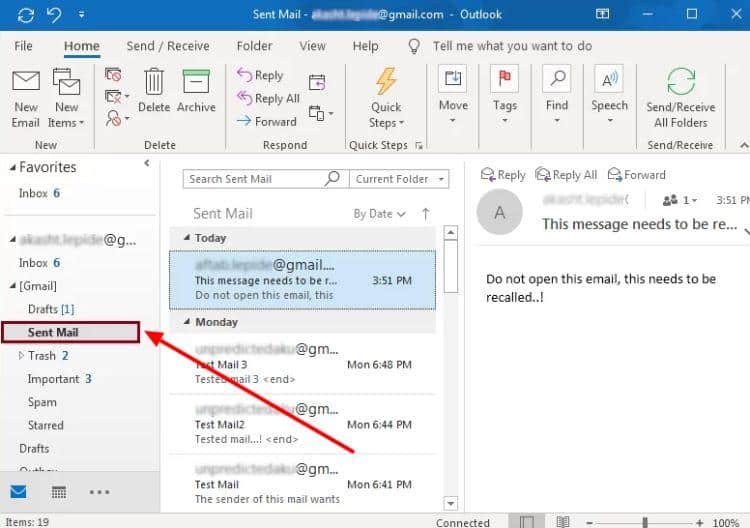 go to sent mail
