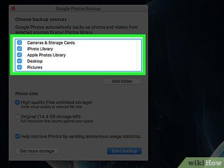Google Photos backup option