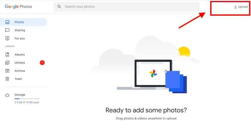 Google Photos Upload option