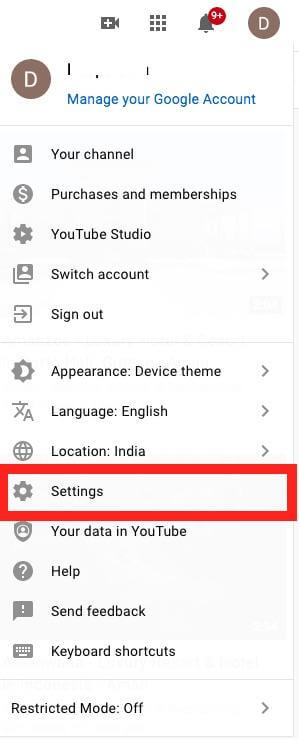Google - YouTube settings