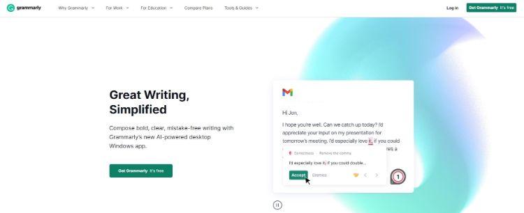 grammarly homepage