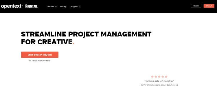 hightail homepage