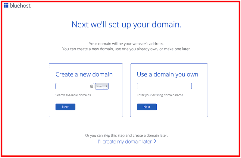 How to Start a Blog - Bluehost Domain Name