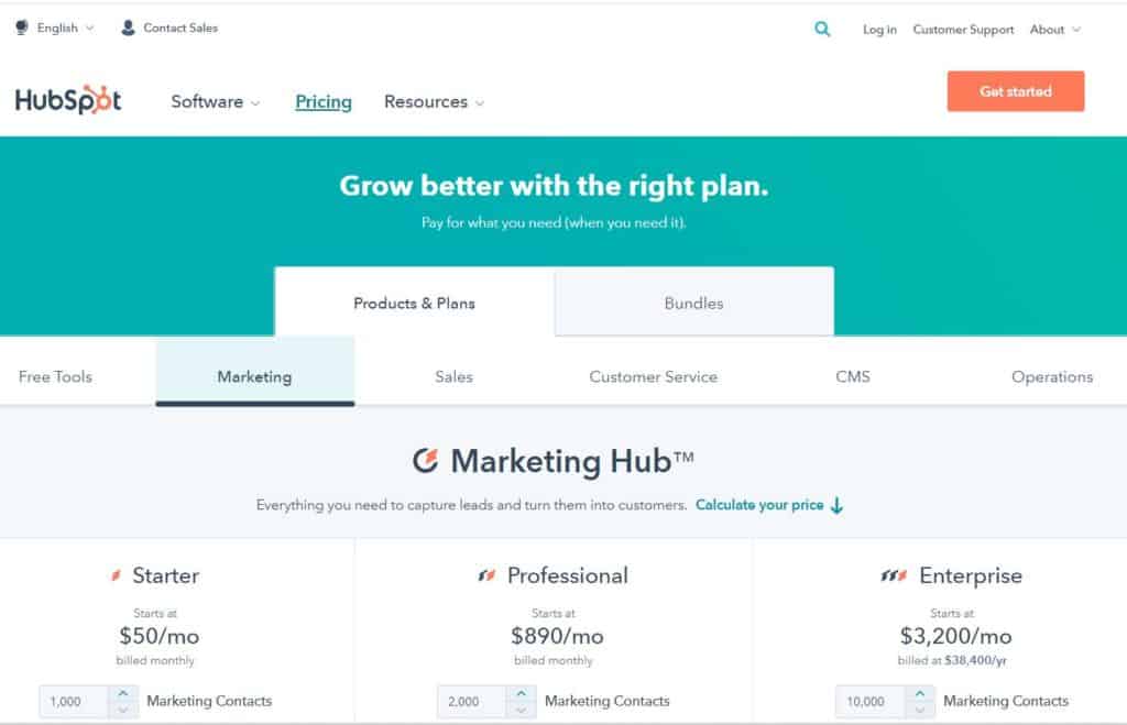 hubspot pricing