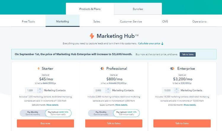 hubspot pricing