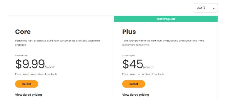 constant contact pricing