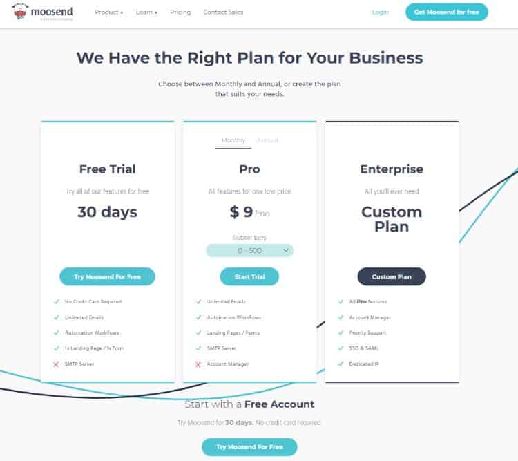 moosend prices