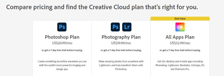 photoshop pricing
