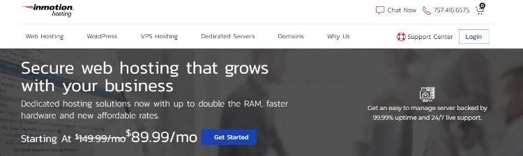 inmotionhosting homepage