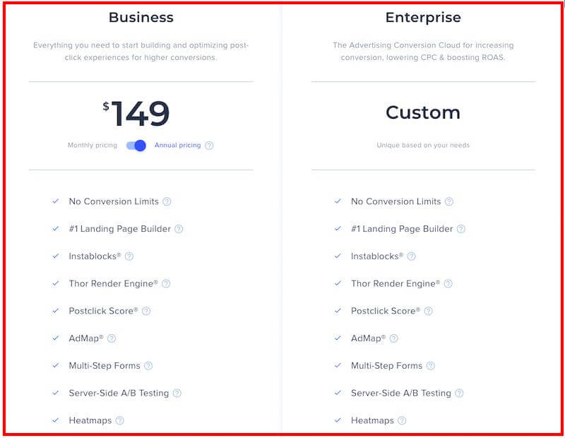 Instapage Pricing Plans