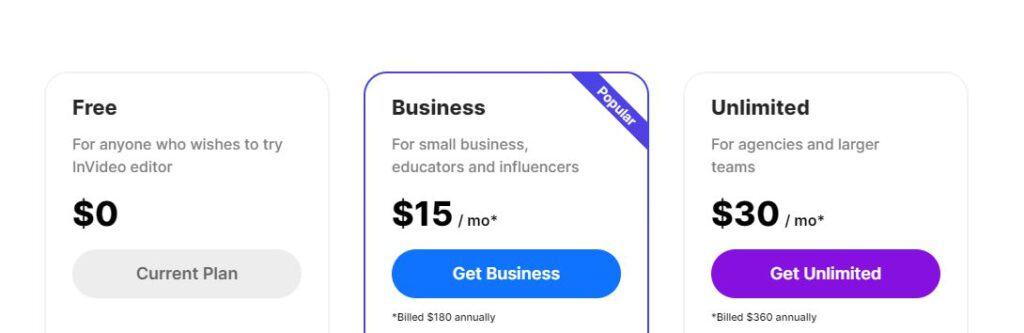 invideo pricing