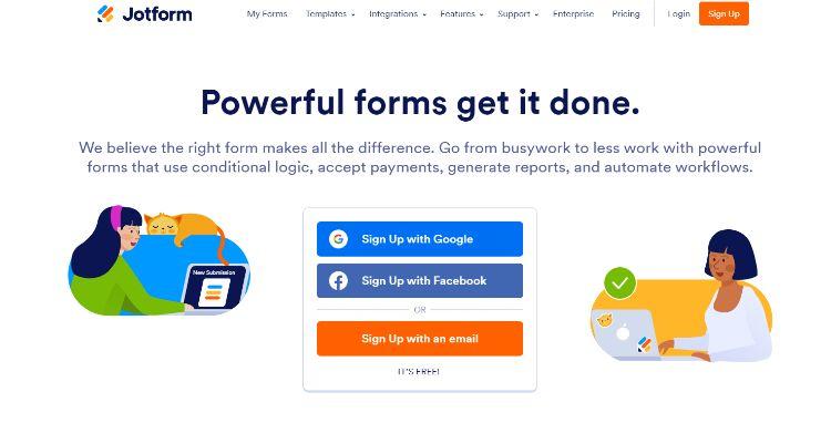 Jotform homepage