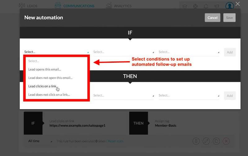 Kartra: automated follow-up conditions