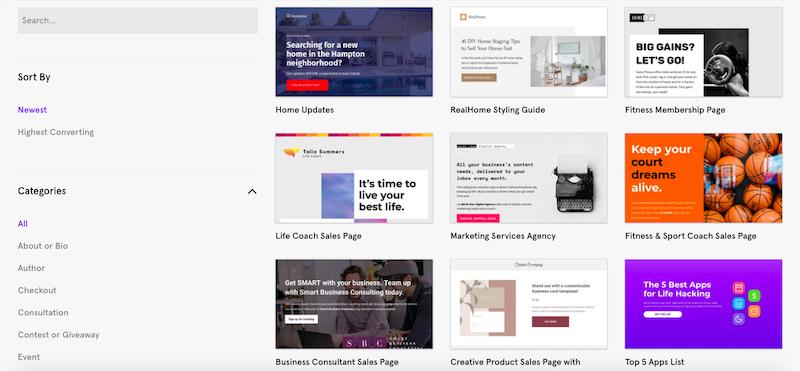 Leadpages themes and templates