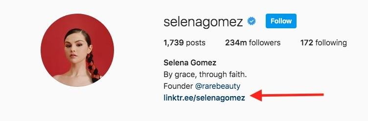 Linktree selena gomez instagram bio