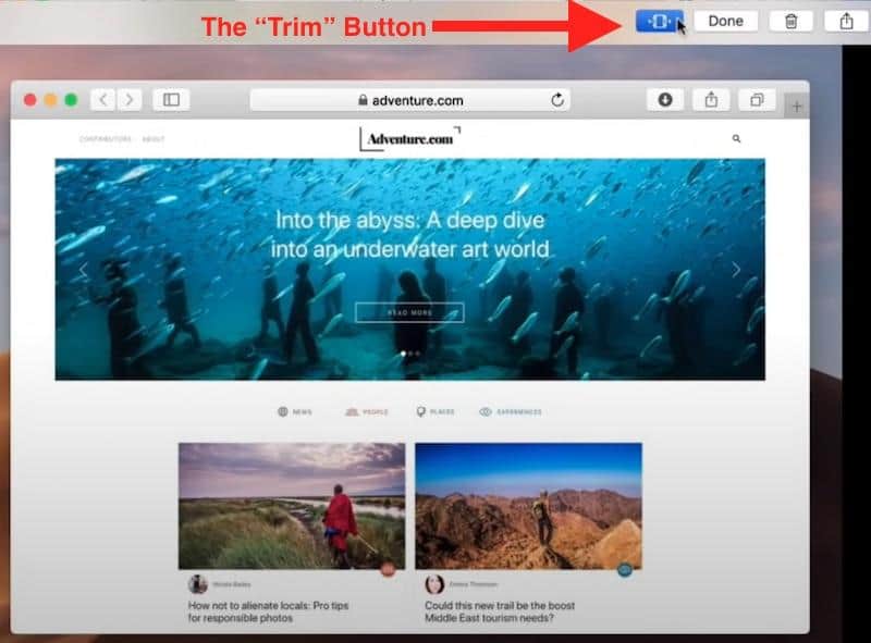 Mac recording trim button