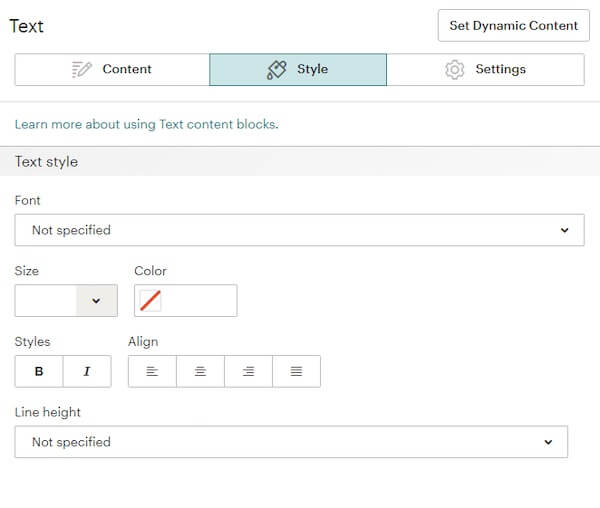 MailChimp customizable elements