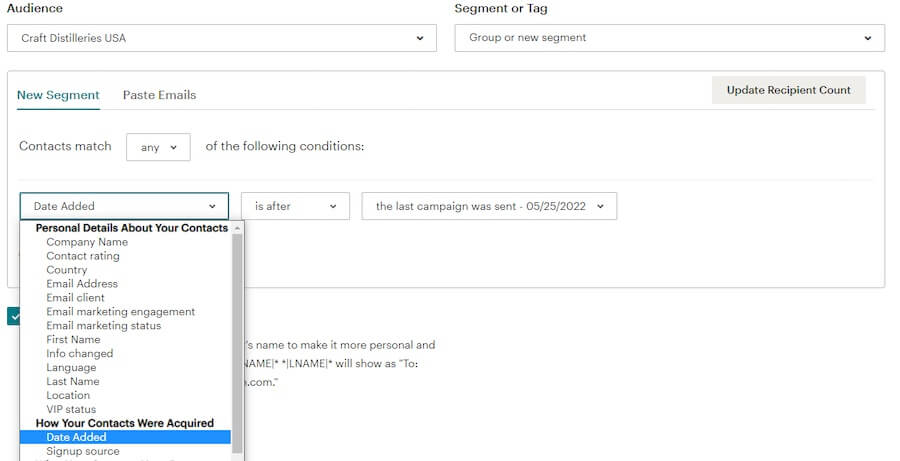 Mailchimp segments