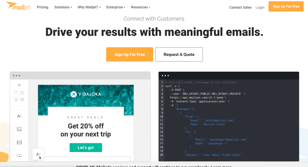 Mailjet Home Page