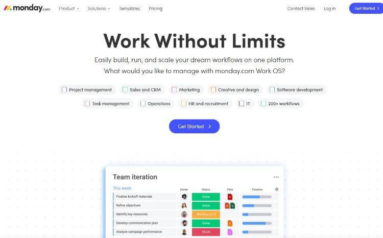 monday homepage