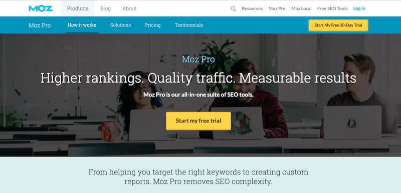 Moz Pro landing page 