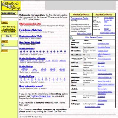 Open Diary - Old blogging platform