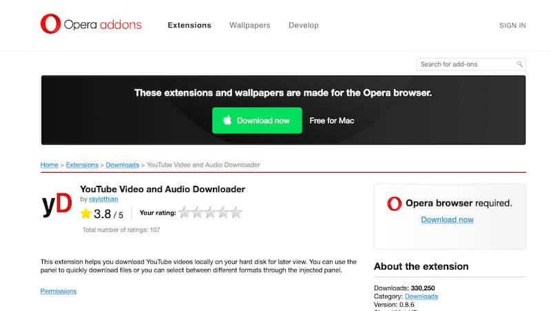 Downloader extension - Opera add-ons