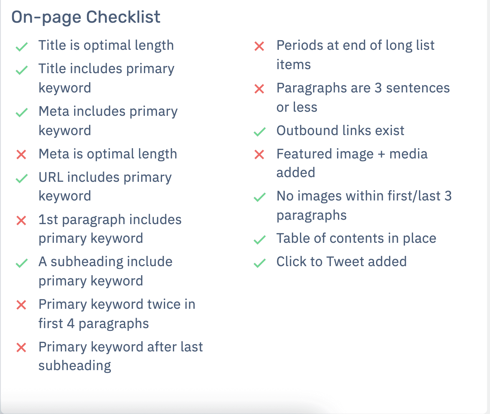 page checklist