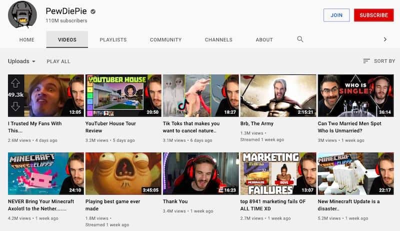 PewDiePie YouTube Videos