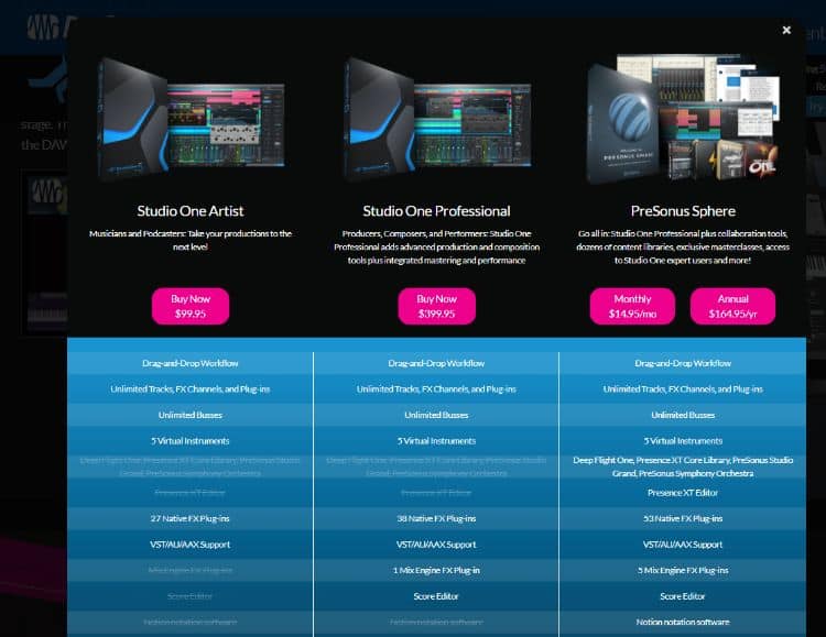 presonus pricing