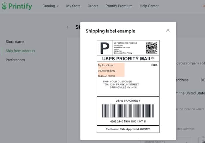 Printify Shipping Label