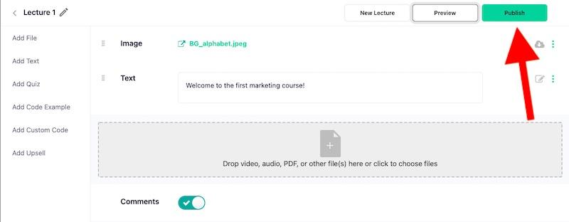 Publish Teachable course