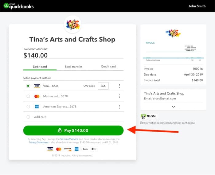 QuickBooks invoice