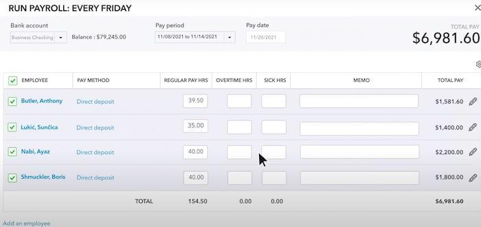QuickBooks payroll system