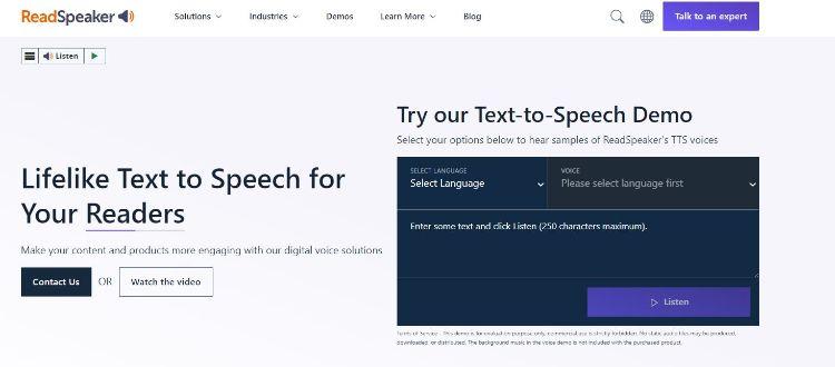 readspeaker homepage