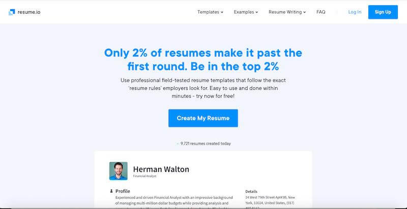 Resume tool - Resume.io 