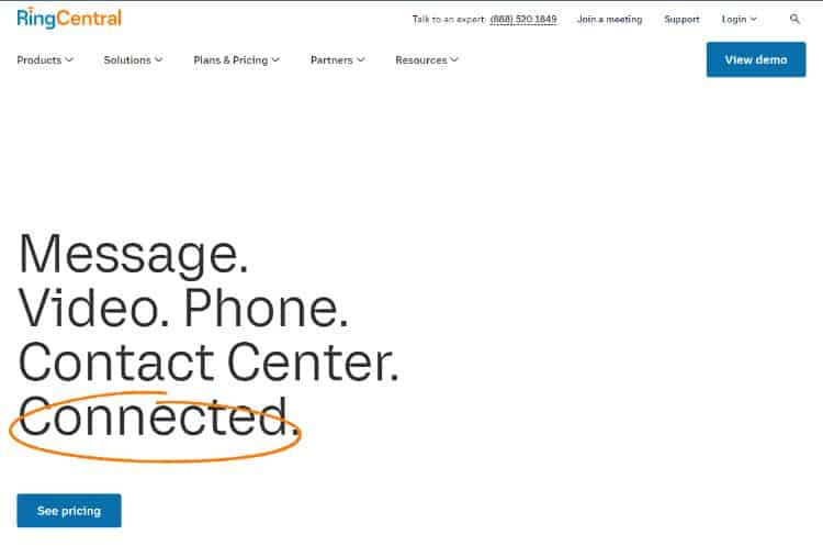 ringcentral homepage