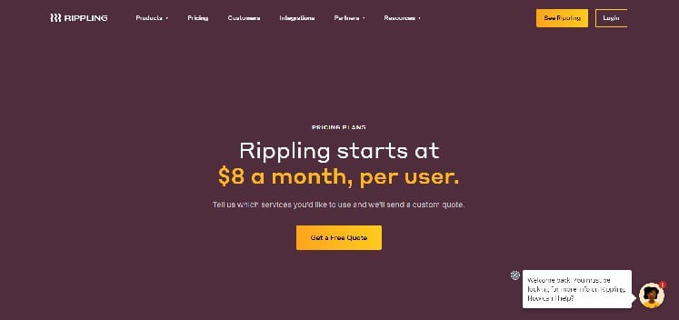 Rippling Pricing Page