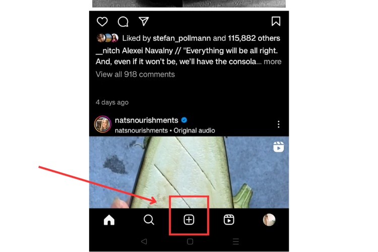 screenshot of new reel + in instagram