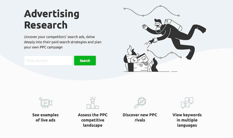 SEMrush advertising research tool 