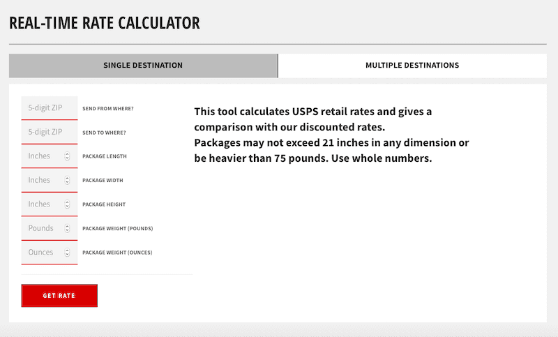 Ship-a-Lot Real-time rate calculator